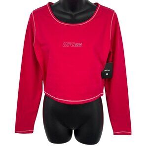 UFC Gym Women Hot Pink Long Sleeve Blossom Crop Top Large L Athletic NWT New